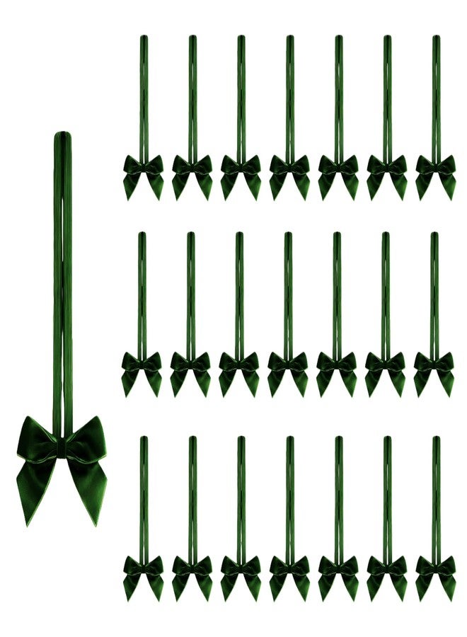 Meseey 24 Pcs 10 Inch Elastic Christmas Bow for Gift Wrapping Stretch Loops with Pre Tied Velvet Bows for Christmas Boxes Wrapping Party Wedding Decor(Dark Green) - Image 1